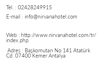 Nirvana Lagoon Villas Suites Spa Hotel iletiim bilgileri